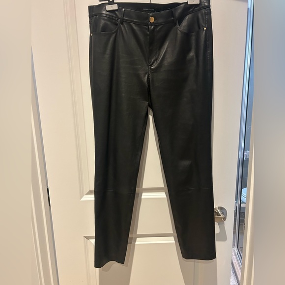 BNWT-Lafayette 148 New York blk leather leggings sz12 - Picture 1 of 11